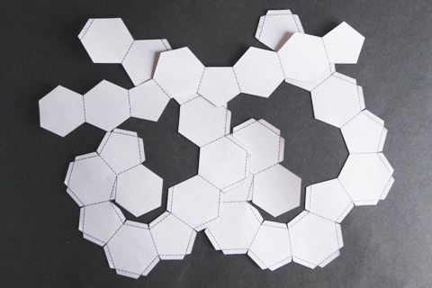 Picture of making paper truncated icosahedron 1.